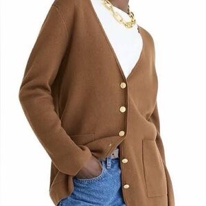 J. Crew || giselle v neck sweater blazer in heather walnut